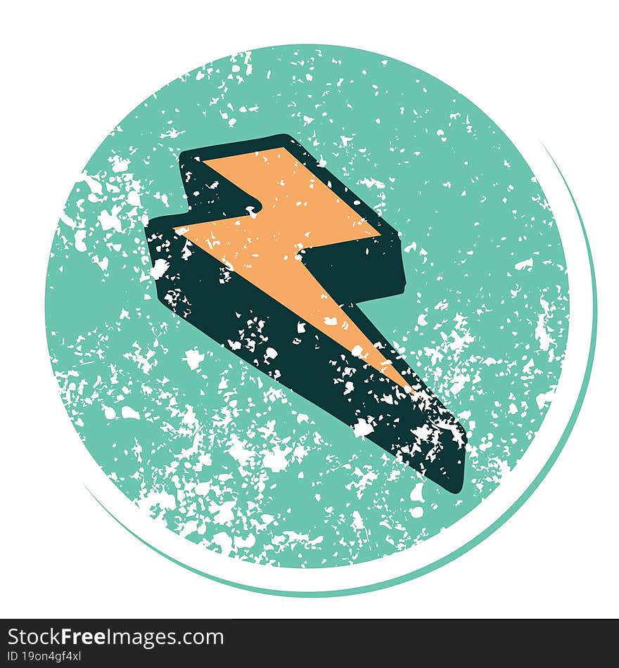 distressed sticker tattoo style icon of lightning  bolt