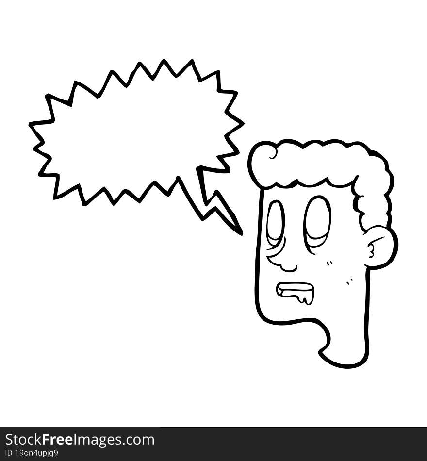 freehand drawn speech bubble cartoon staring man drooling