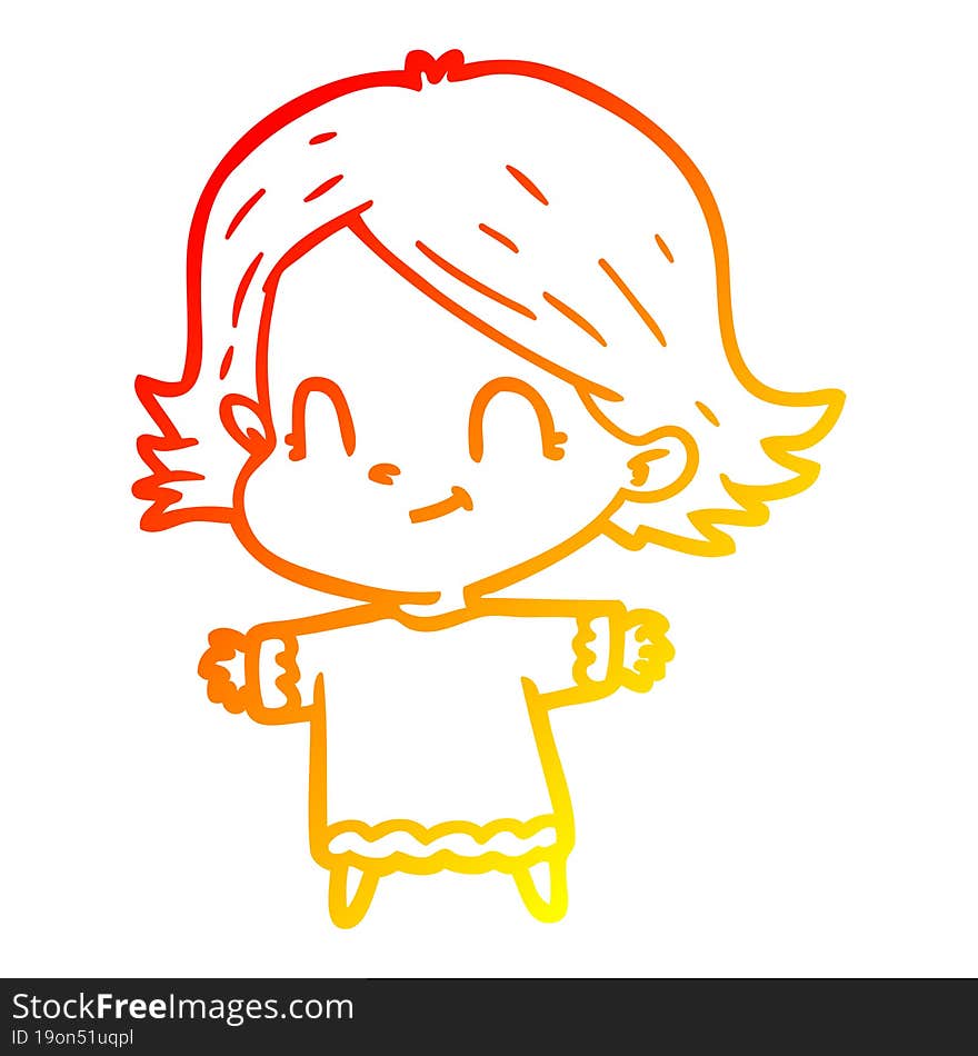 warm gradient line drawing cartoon friendly girl