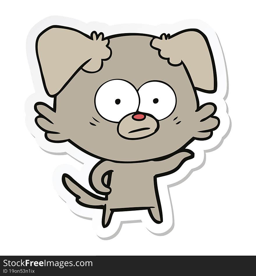 sticker of a nervous dog cartoon