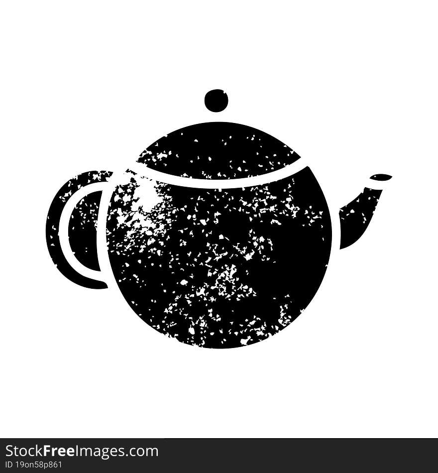 distressed symbol of a red tea pot