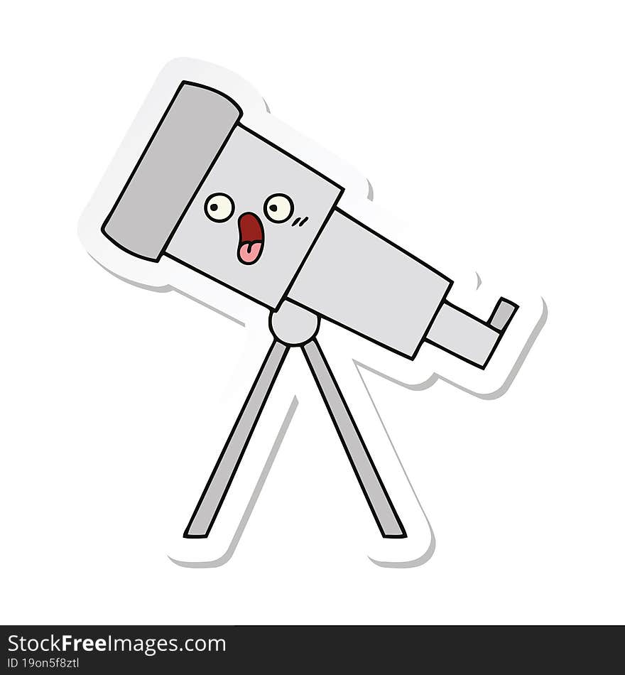 sticker of a cute cartoon telescope