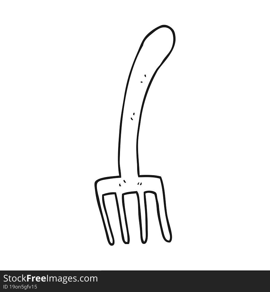 freehand drawn black and white cartoon fork