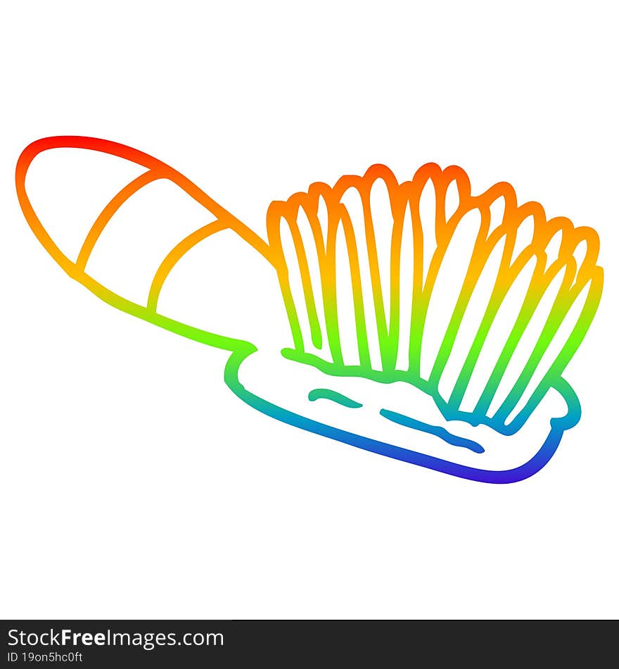 rainbow gradient line drawing cartoon hair brush