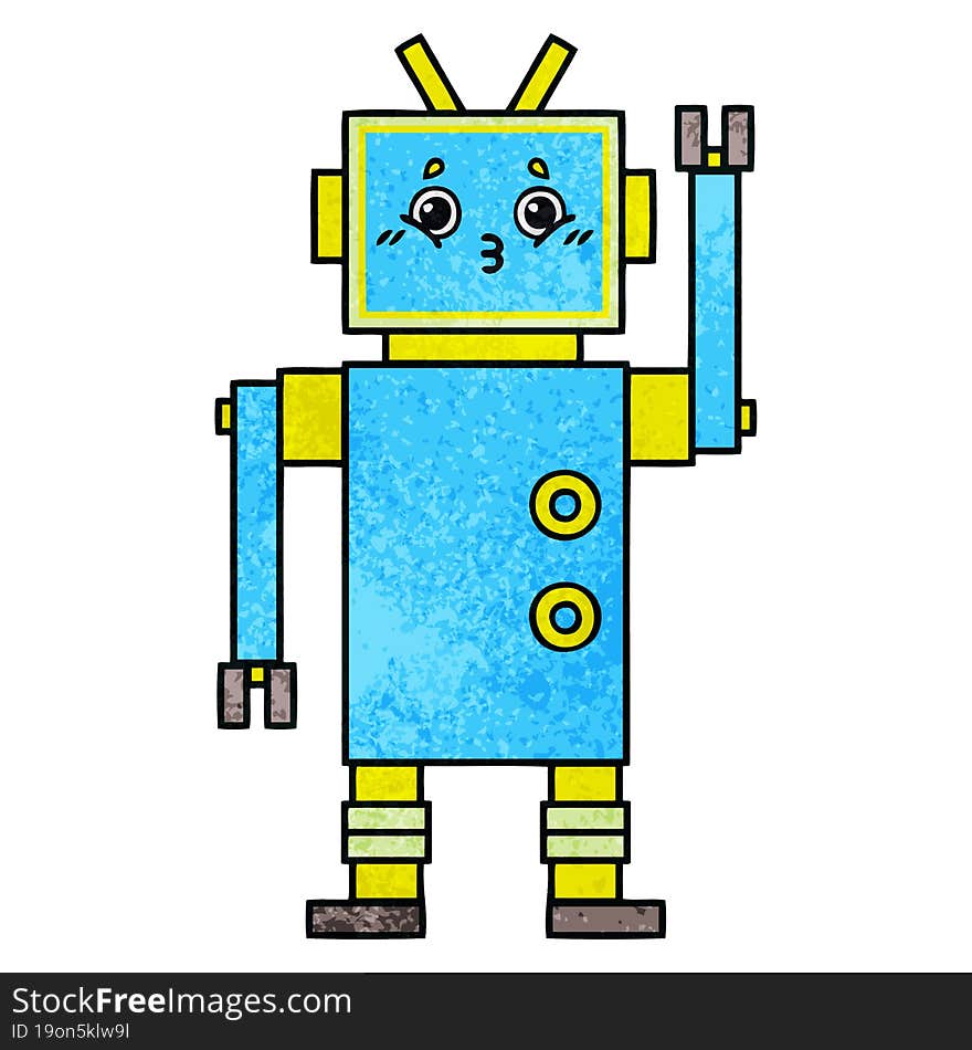 Retro Grunge Texture Cartoon Robot