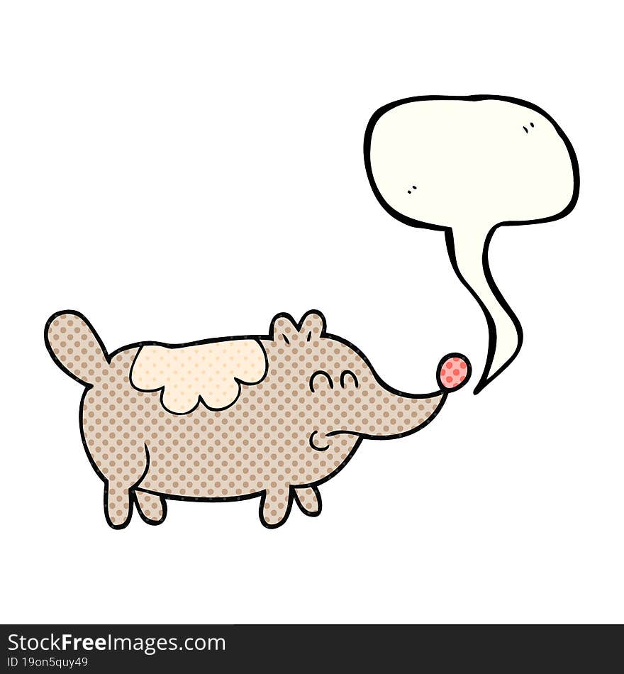 freehand drawn comic book speech bubble cartoon small fat dog