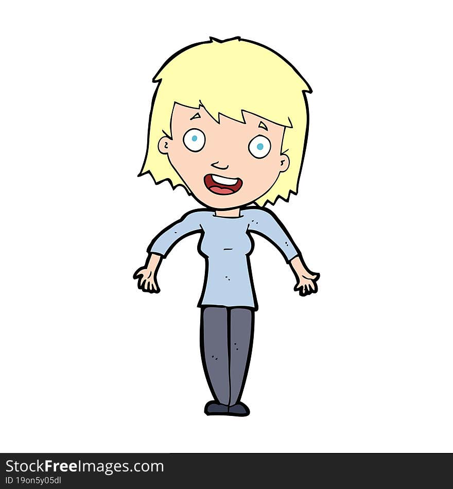 cartoon woman shrugging shoulders