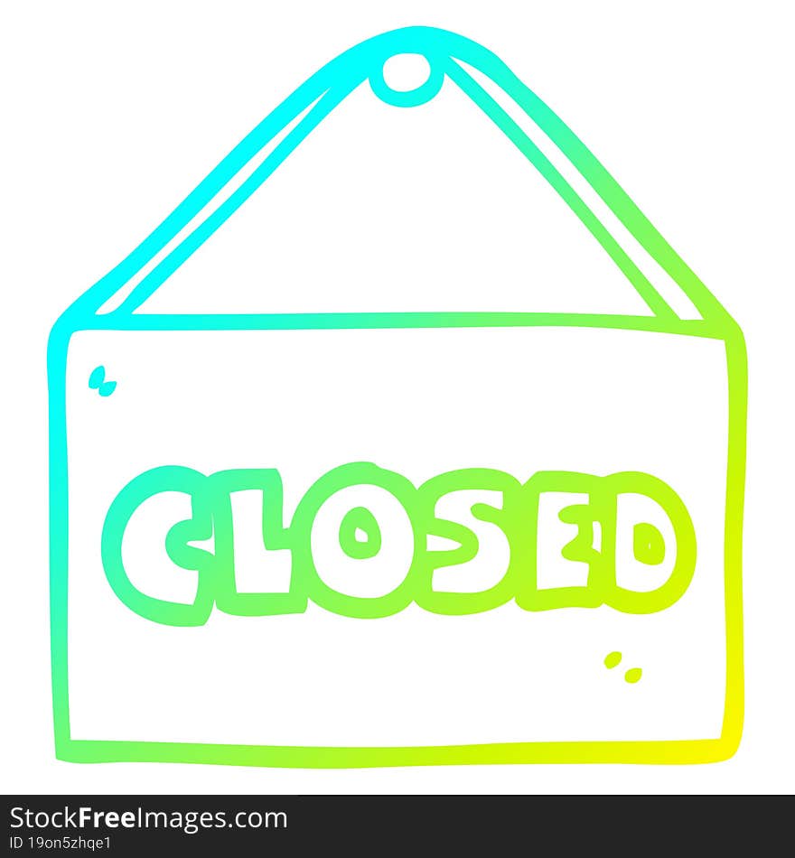 Cold Gradient Line Drawing Cartoon Closed Sign