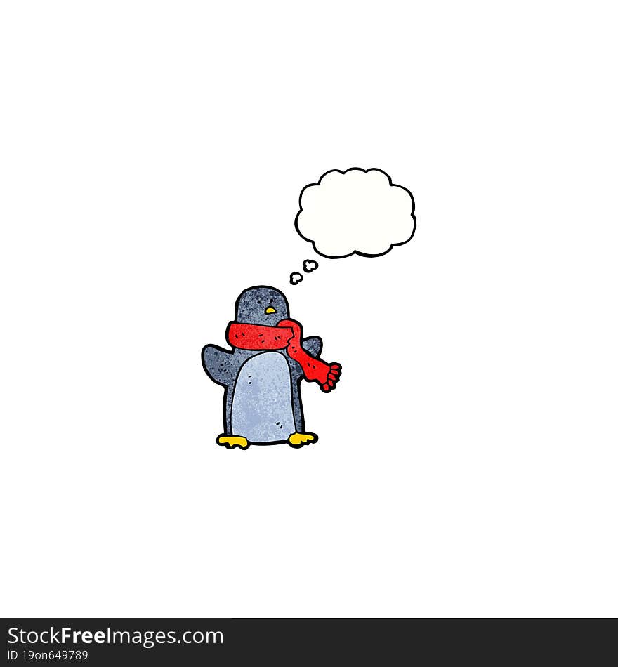 Cartoon Penguin With Thought Bubble