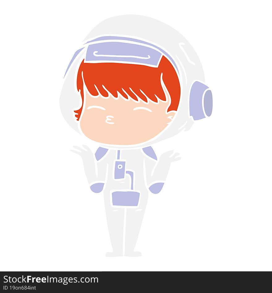 flat color style cartoon curious astronaut