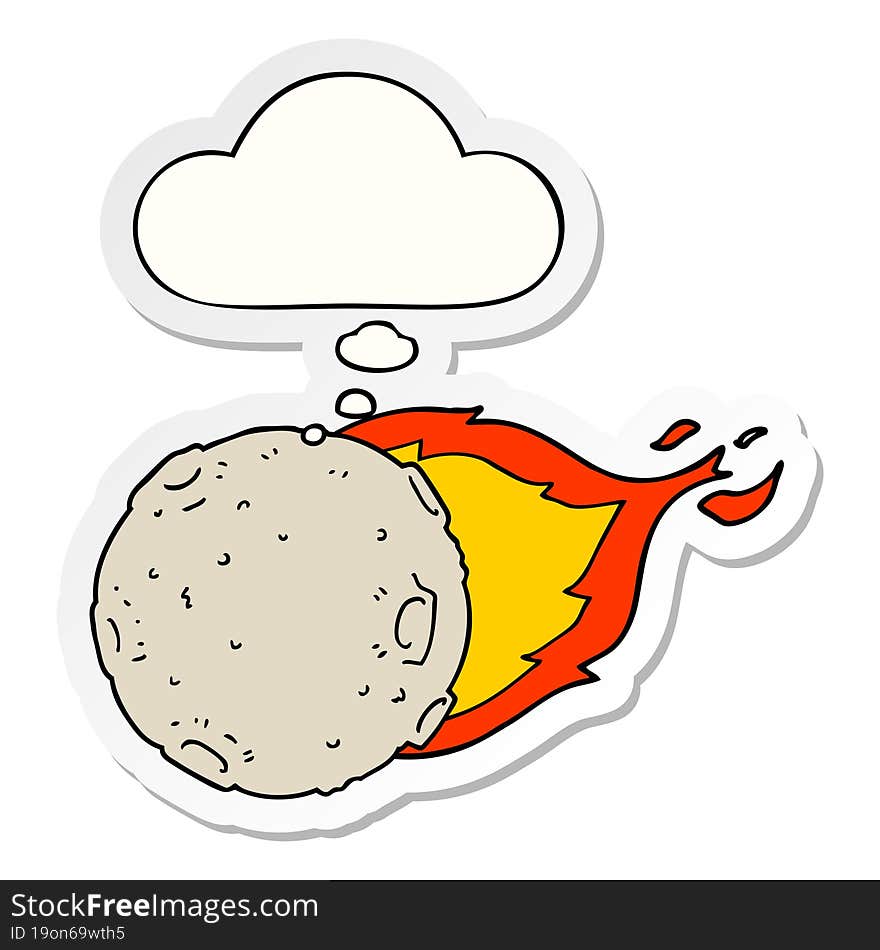 cartoon meteorite and thought bubble as a printed sticker