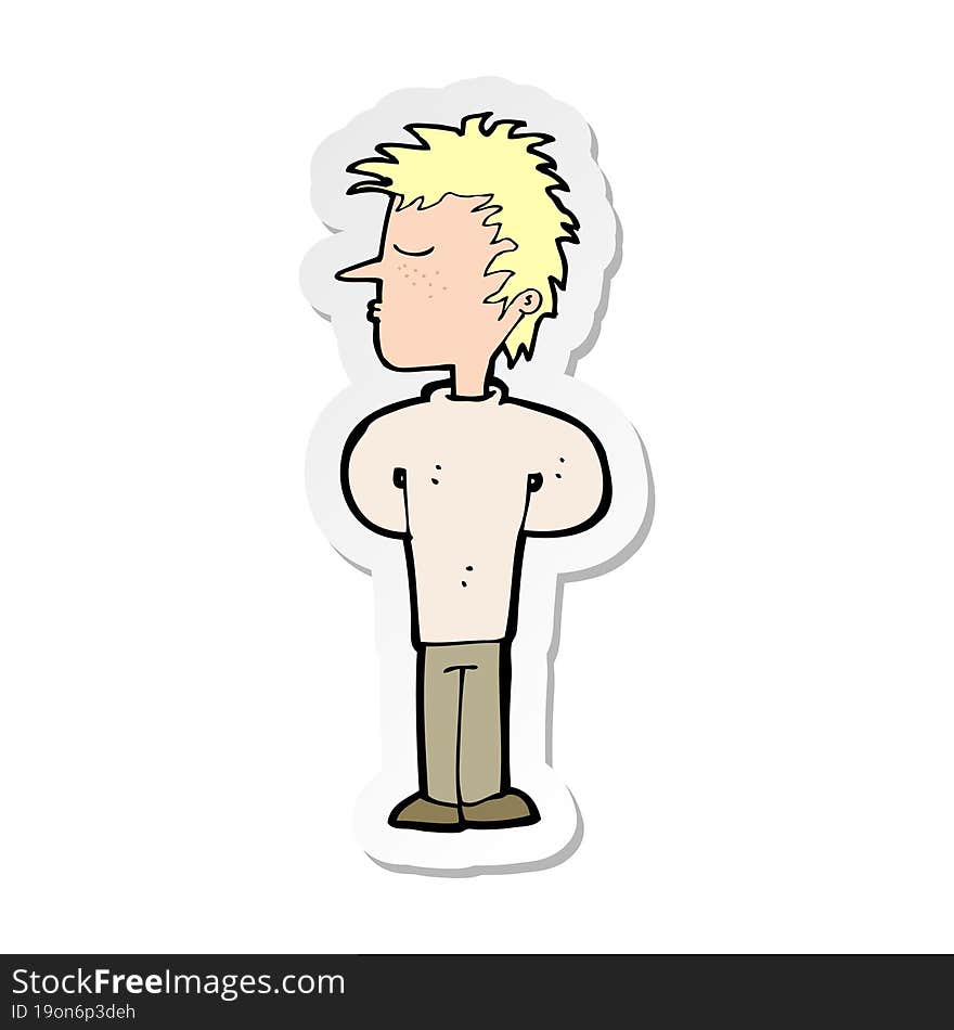 Sticker Of A Cartoon Man Ignoring