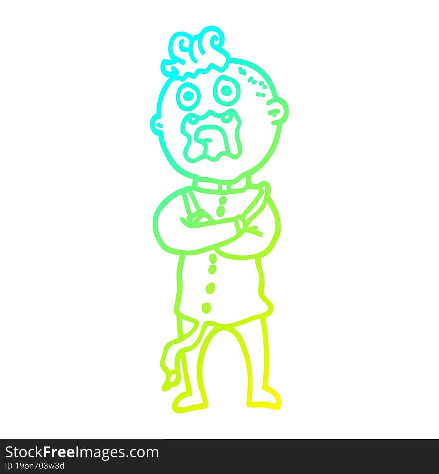 Cold Gradient Line Drawing Cartoon Mad Man