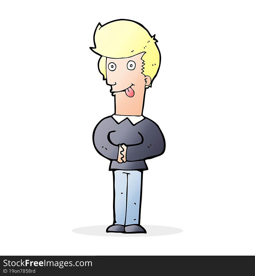 cartoon man sticking out tongue