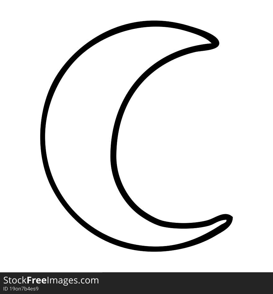 line drawing doodle of a crescent moon