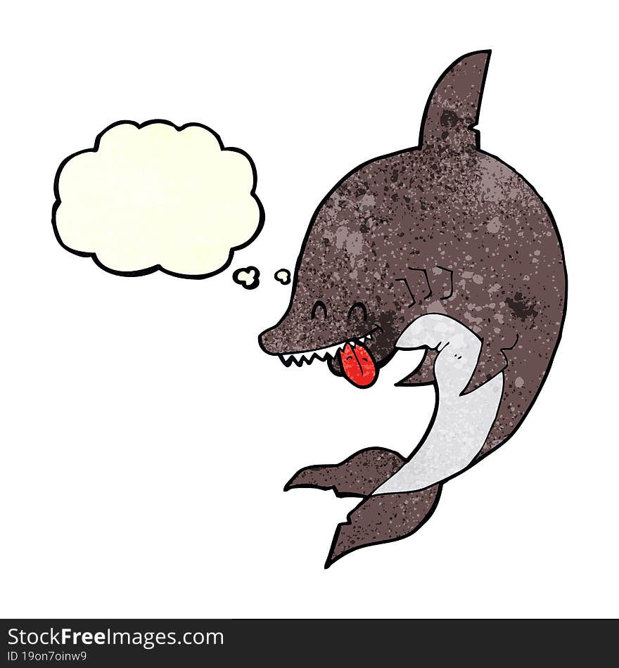 funny cartoon shark with thought bubble