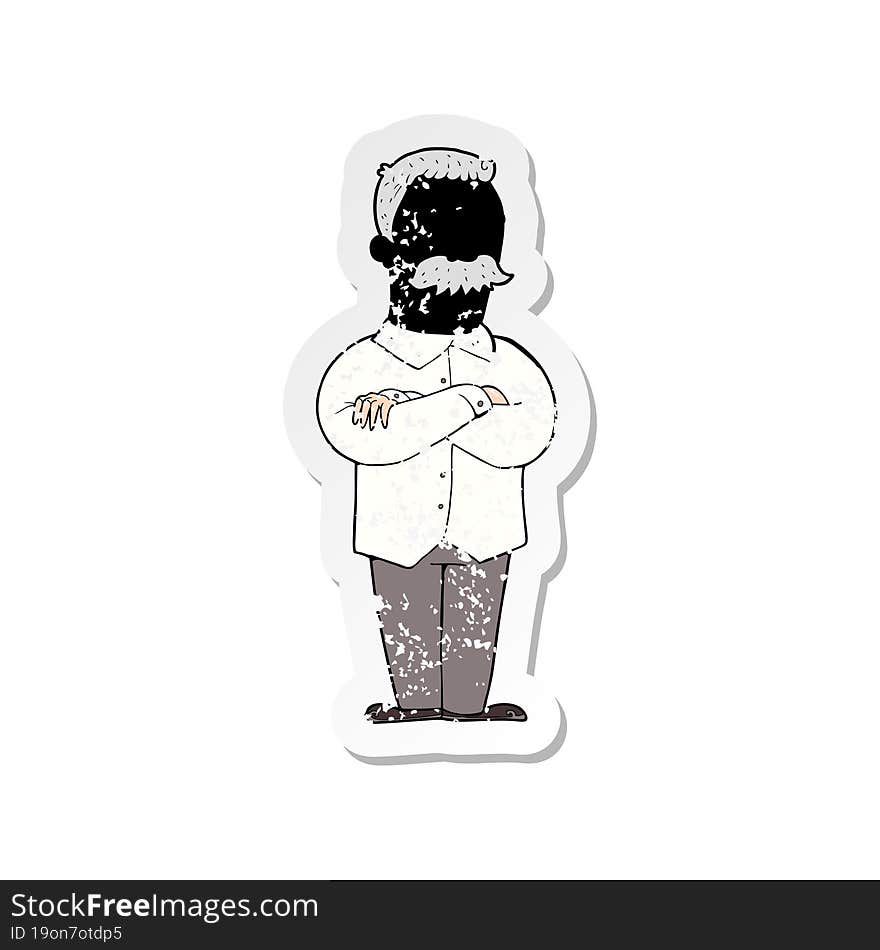 Retro Distressed Sticker Of A Cartoon Old Man