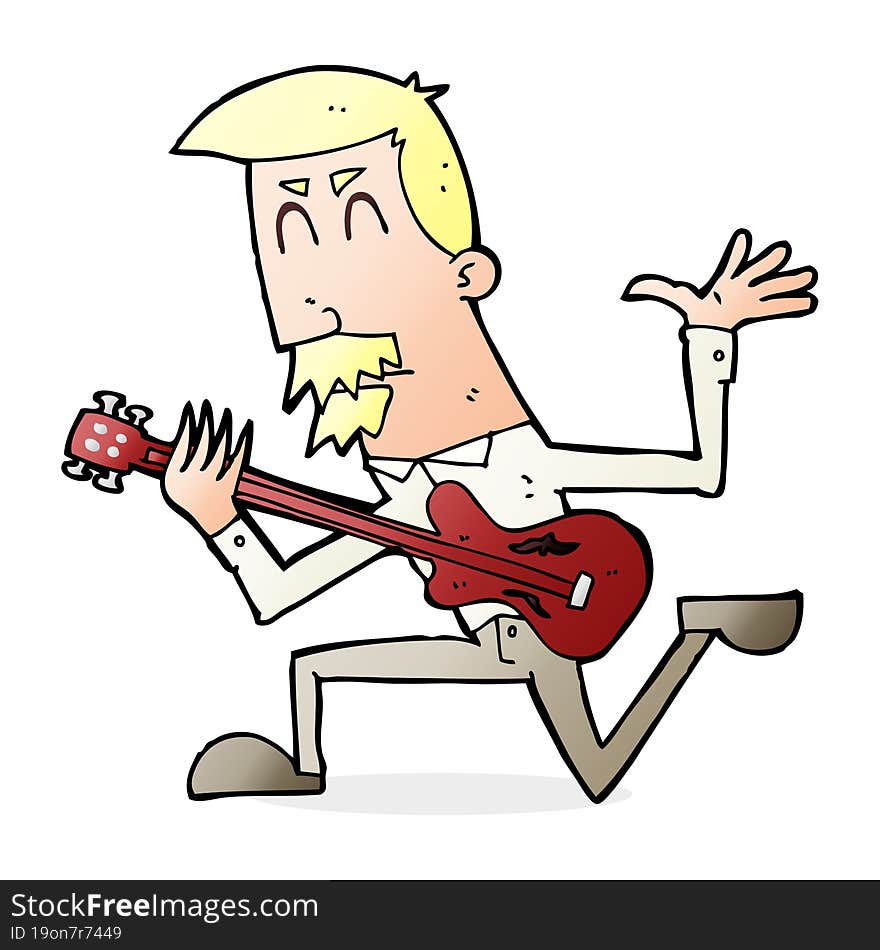 cartoon man playing electric guitar