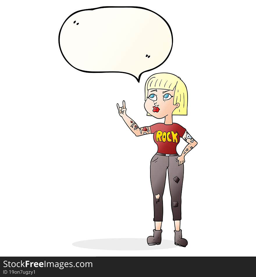 Speech Bubble Cartoon Rock Girl