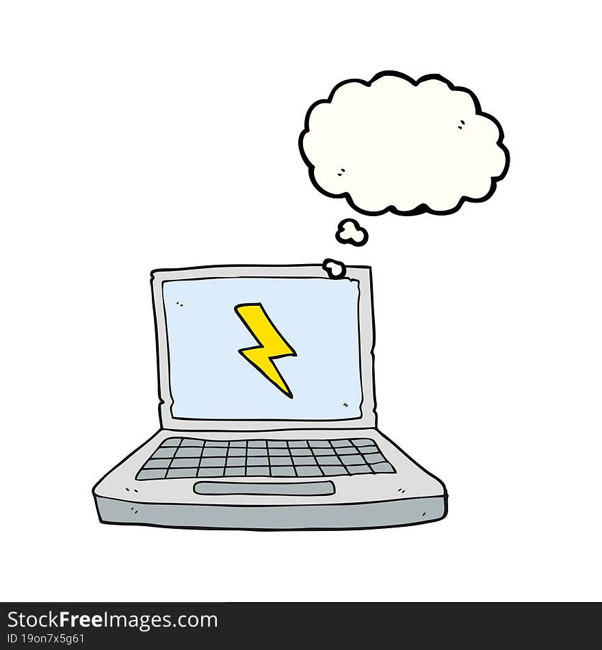 Thought Bubble Cartoon Laptop Computer