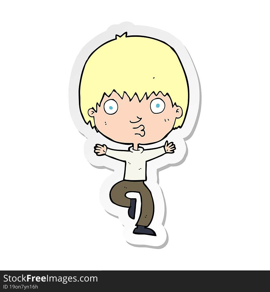 Sticker Of A Cartoon Excited Boy