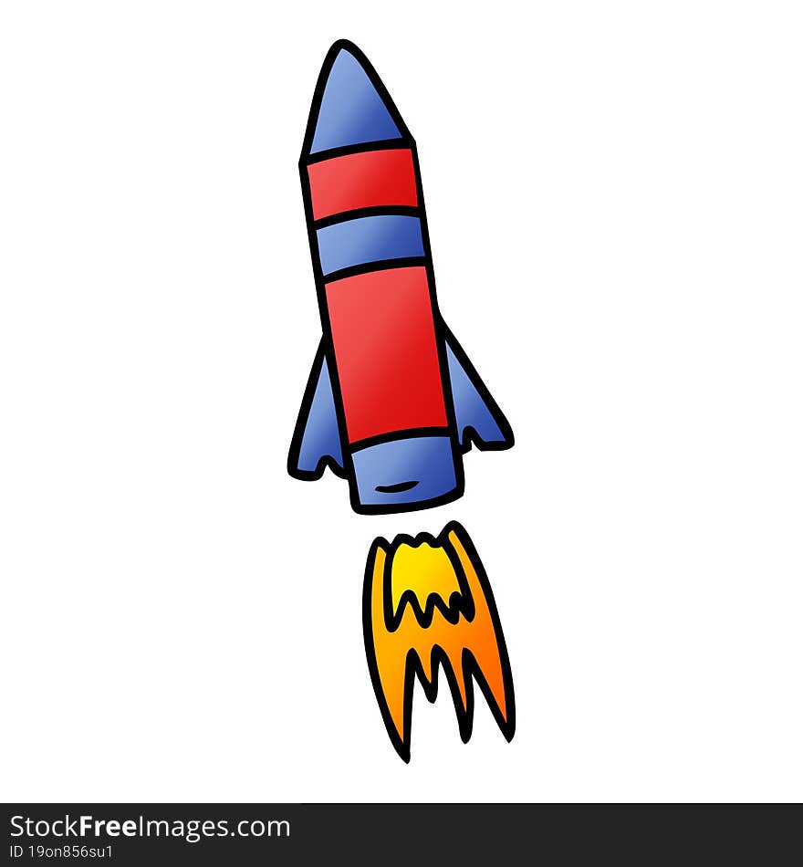 Gradient Cartoon Doodle Of A Space Rocket