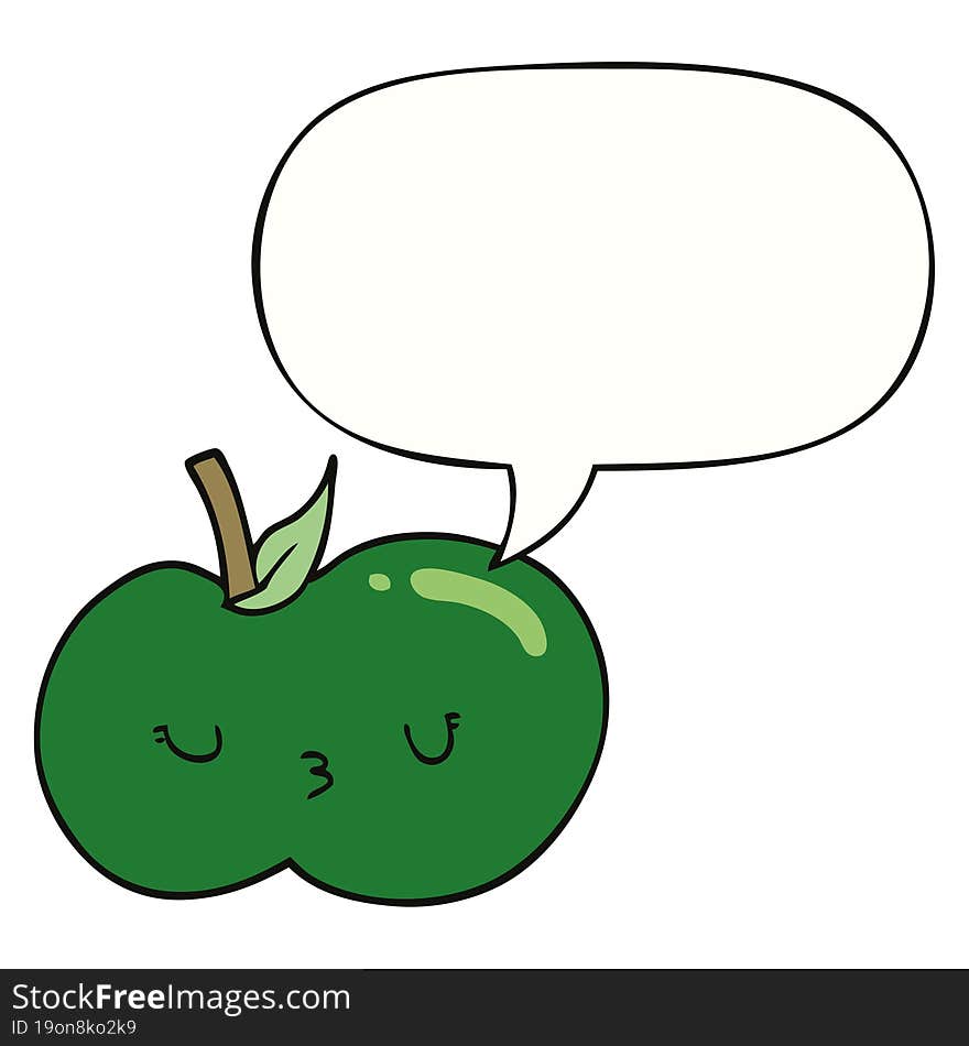 cartoon cute apple and speech bubble