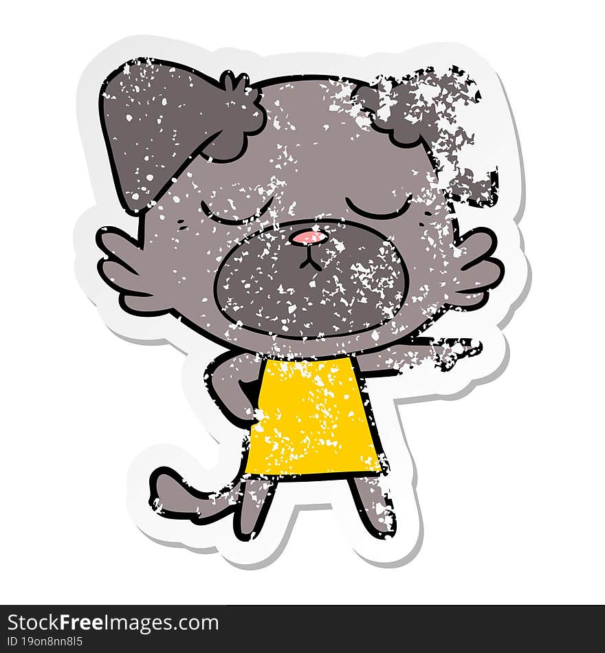 Distressed Sticker Of A Cute Cartoon Dog