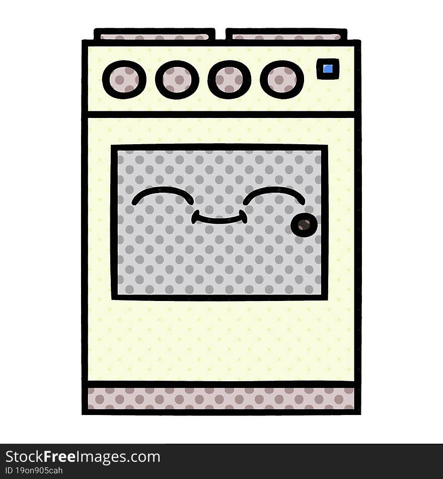 Comic Book Style Cartoon Kitchen Oven