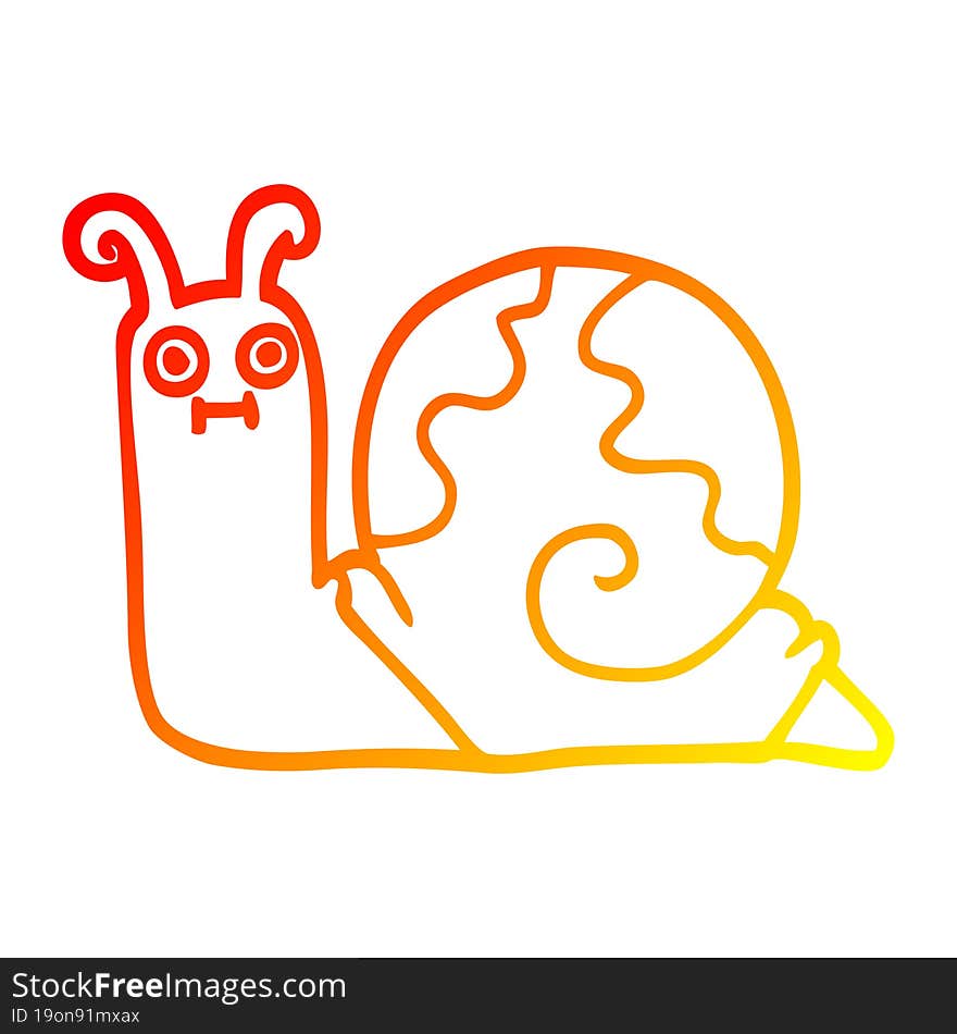 warm gradient line drawing of a cartoon snail