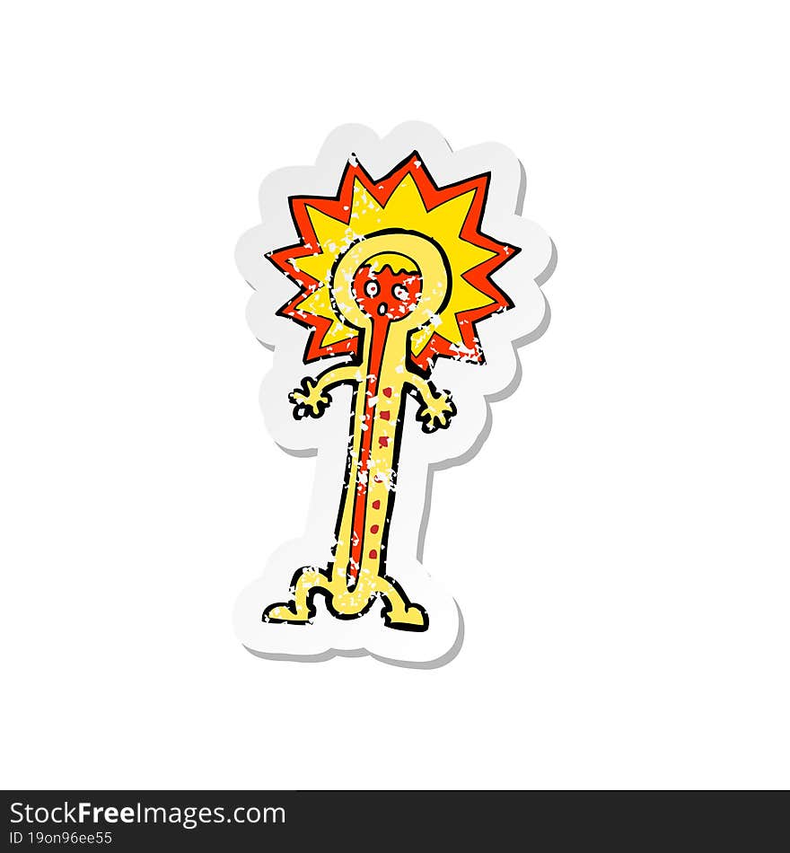 Retro Distressed Sticker Of A Cartoon Hot Thermometer