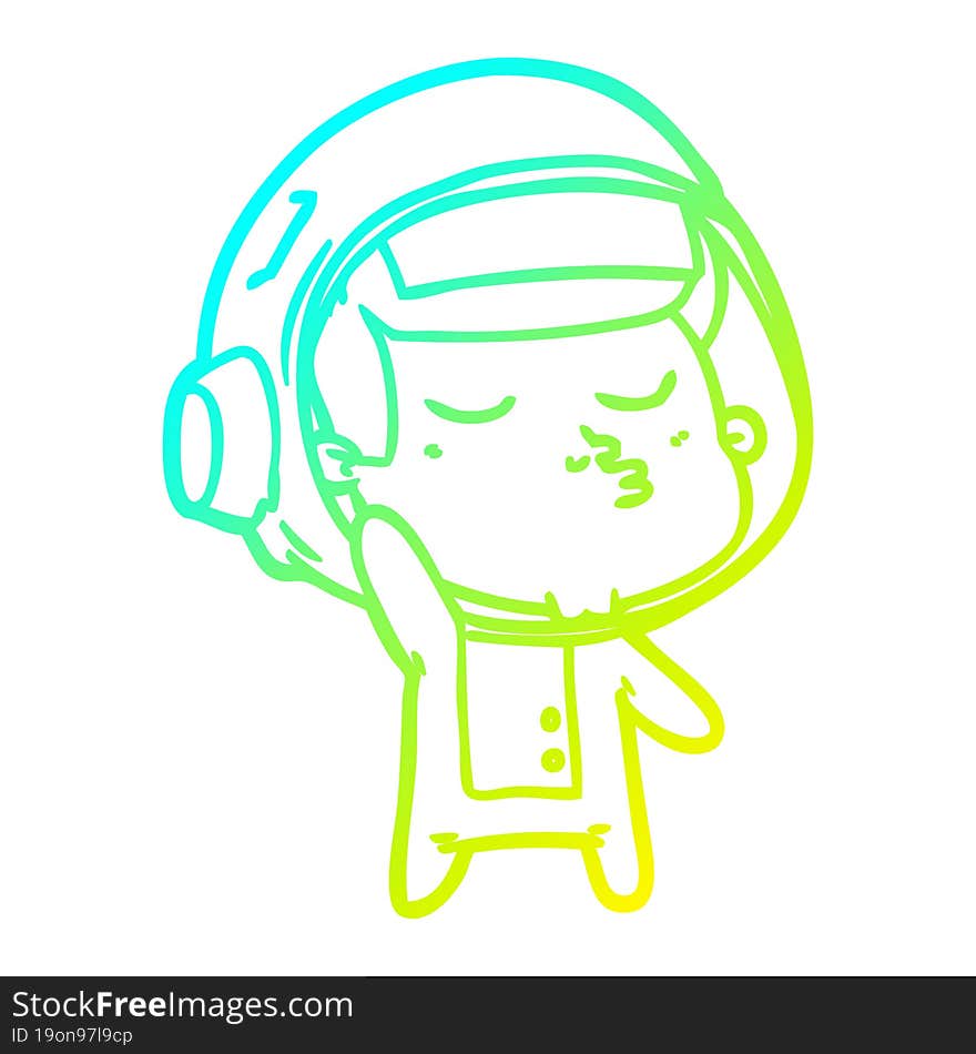 cold gradient line drawing cartoon confident astronaut