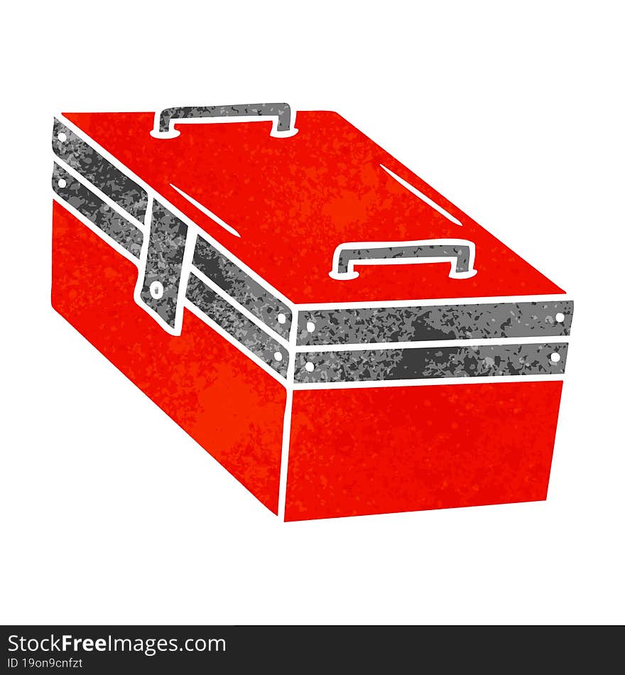 retro cartoon doodle of a metal tool box