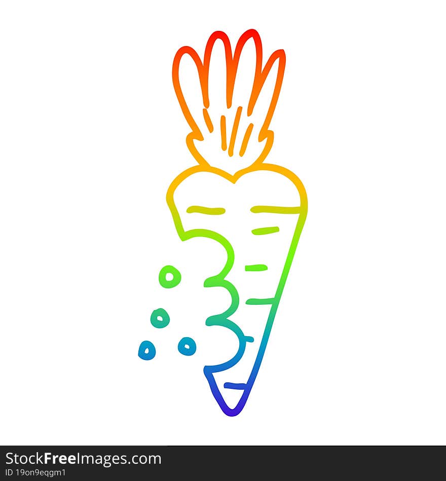 Rainbow Gradient Line Drawing Cartoon Carrot With Bite Marks