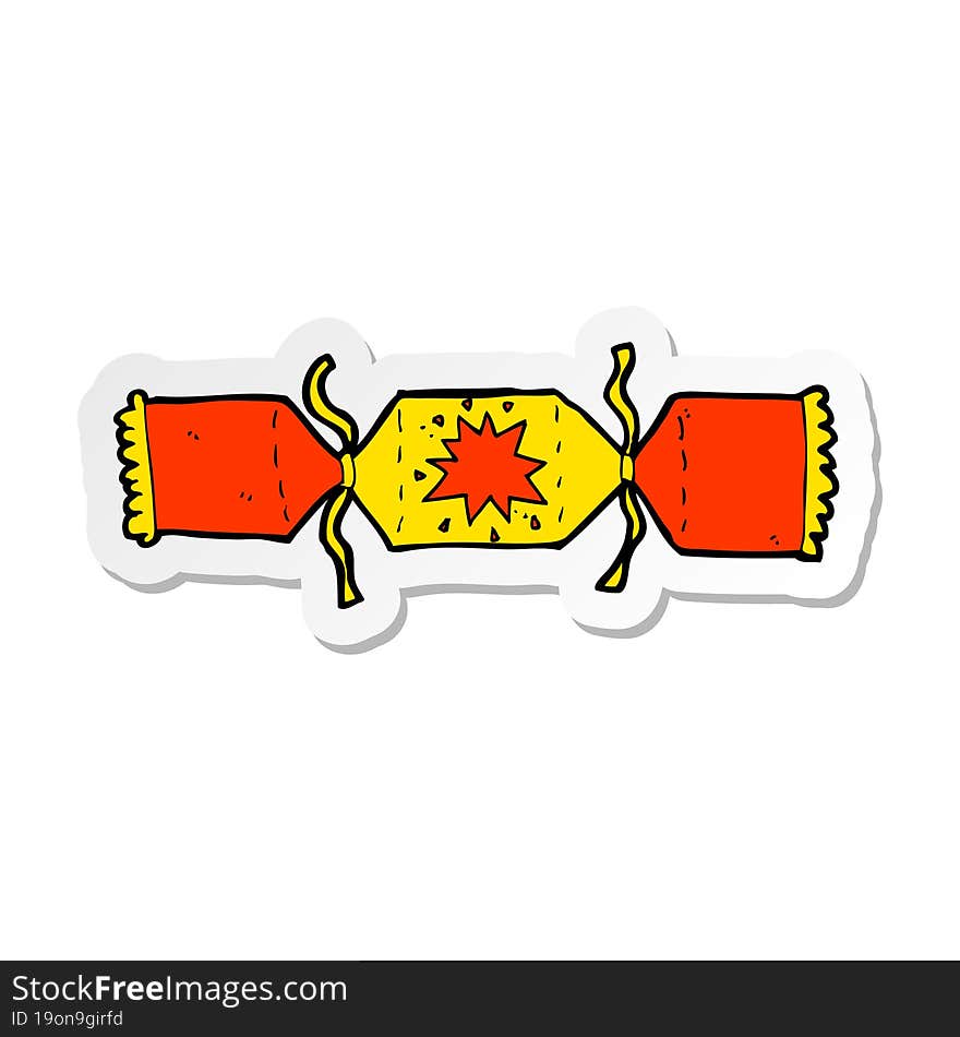 sticker of a cartoon christmas cracker