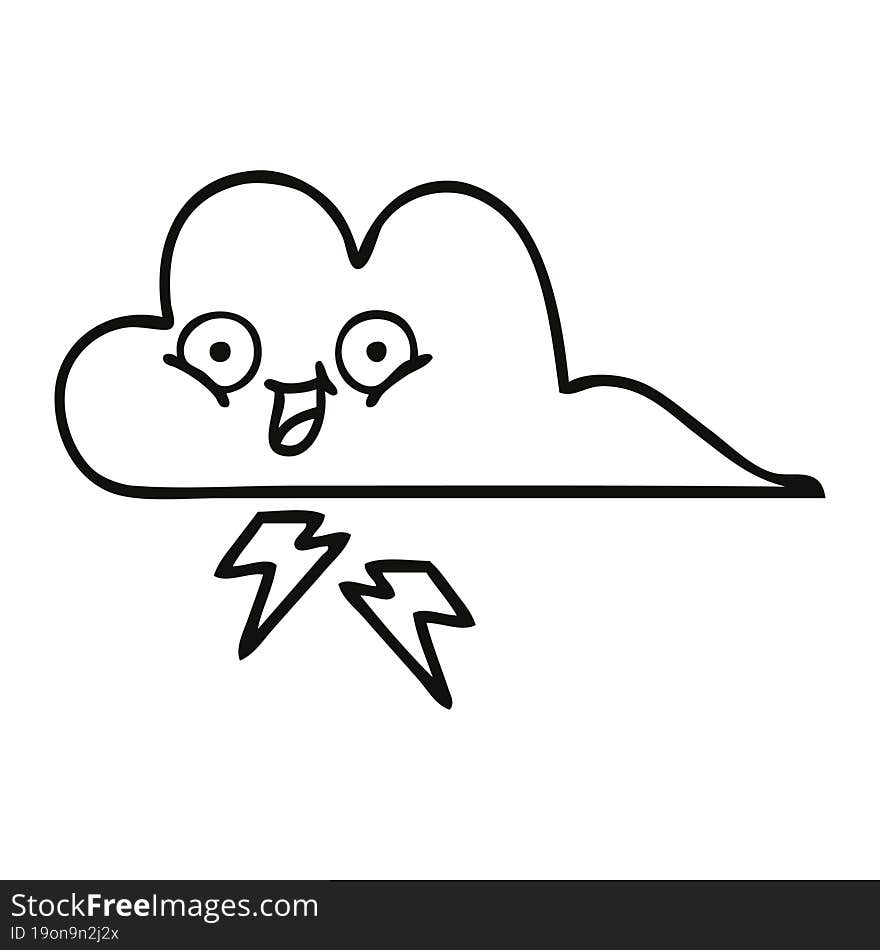 line drawing cartoon thunder cloud