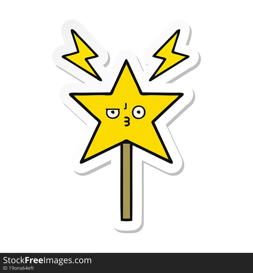 Sticker Of A Cute Cartoon Magic Wand