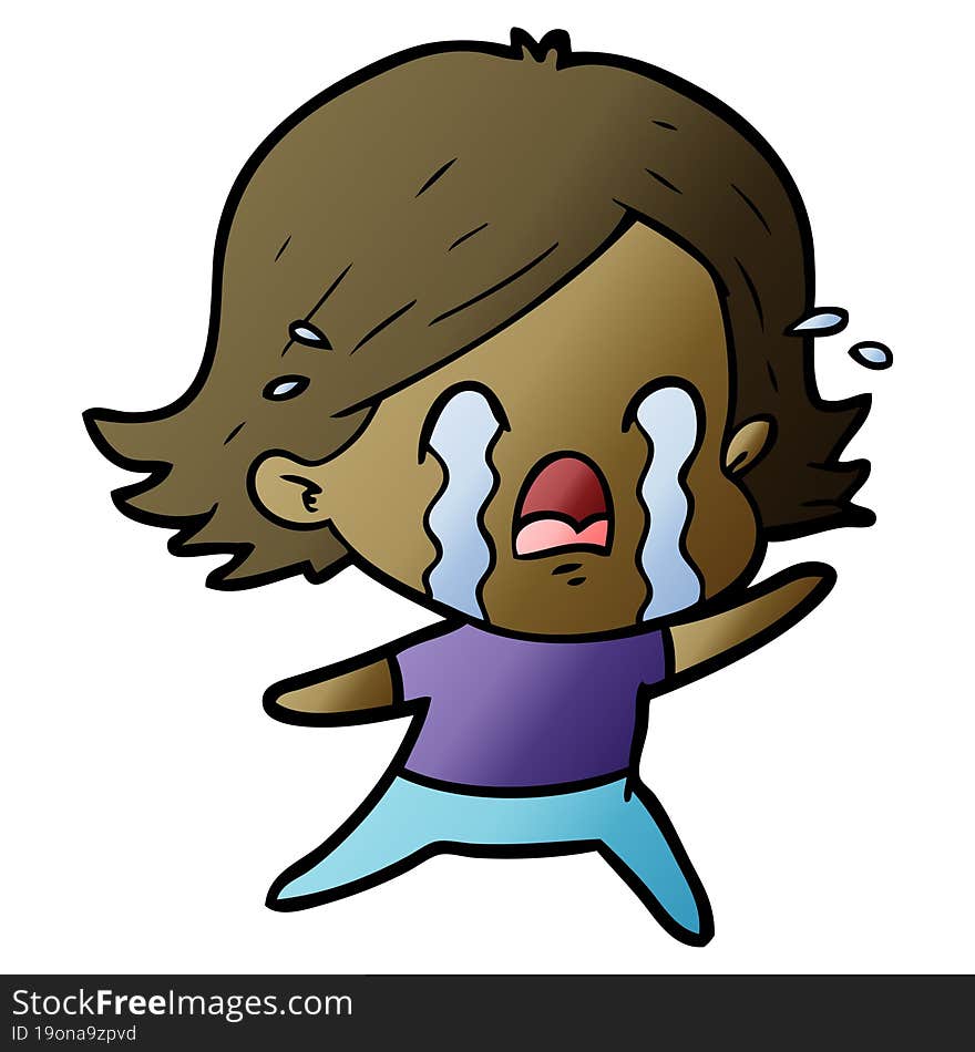 cartoon woman crying. cartoon woman crying