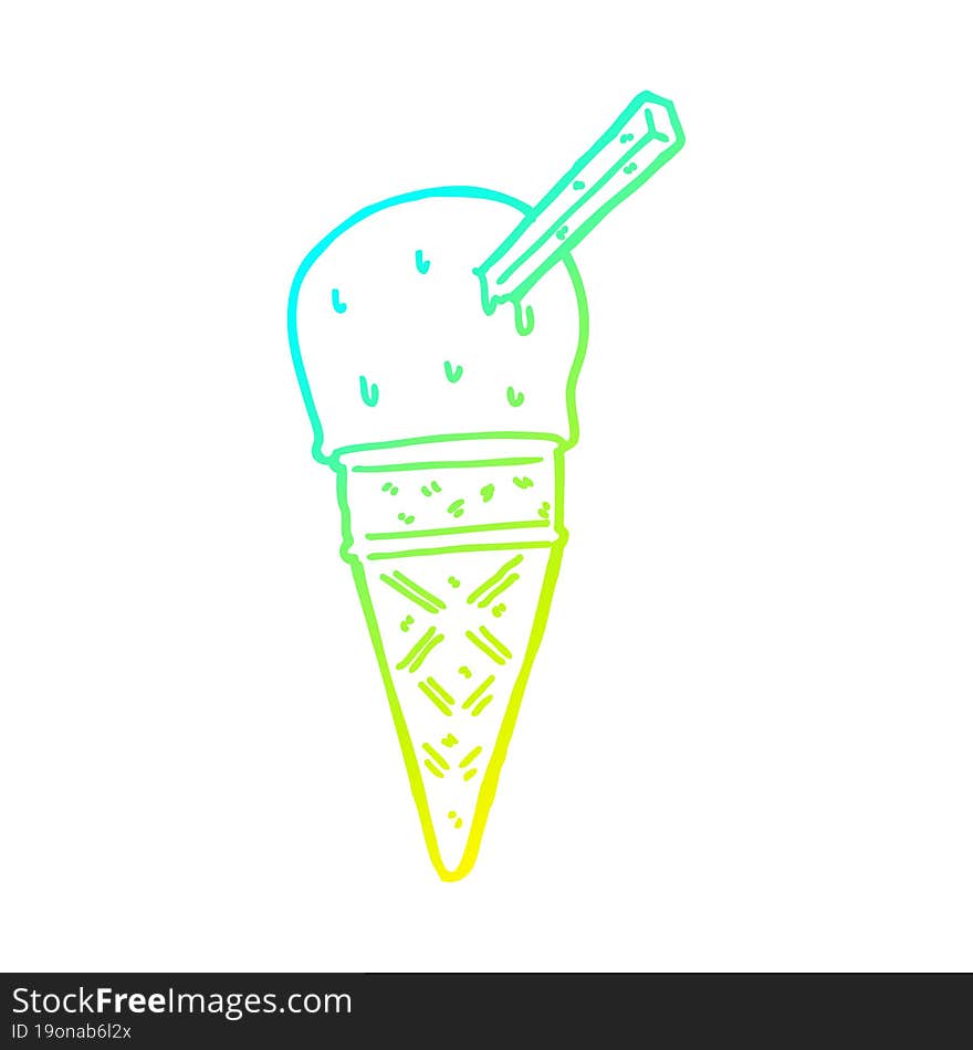 cold gradient line drawing cartoon ice cream