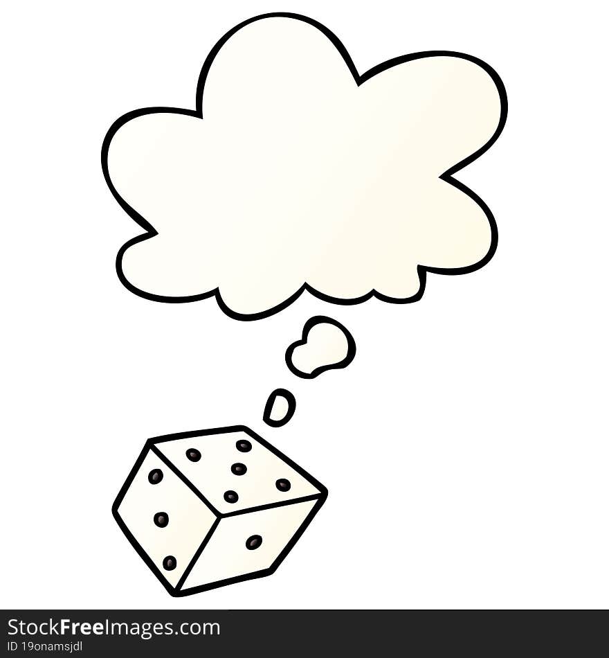 cartoon dice and thought bubble in smooth gradient style