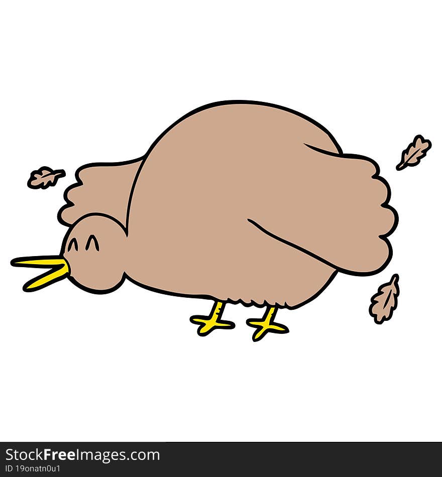 cartoon kiwi bird flapping wings. cartoon kiwi bird flapping wings