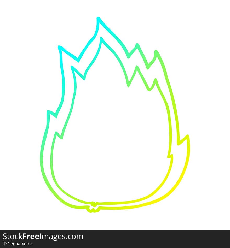 cold gradient line drawing cartoon fire