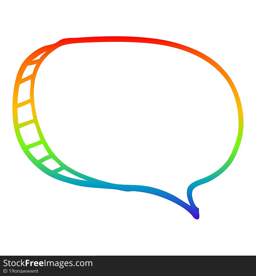 rainbow gradient line drawing cartoon speech bubble