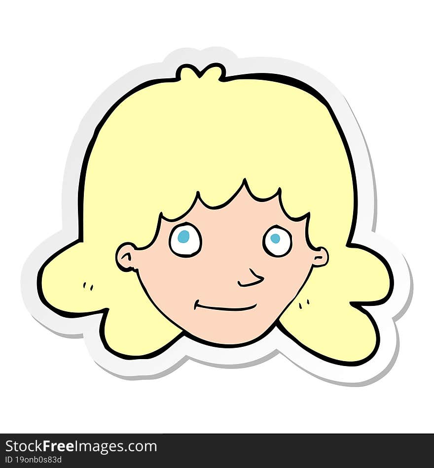 Sticker Of A Cartoon Happy Female Face