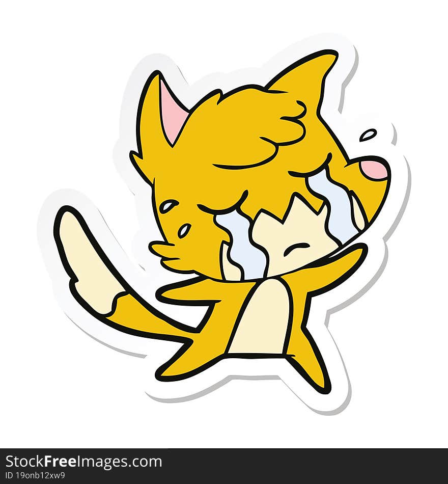 Sticker Of A Crying Fox Cartoon