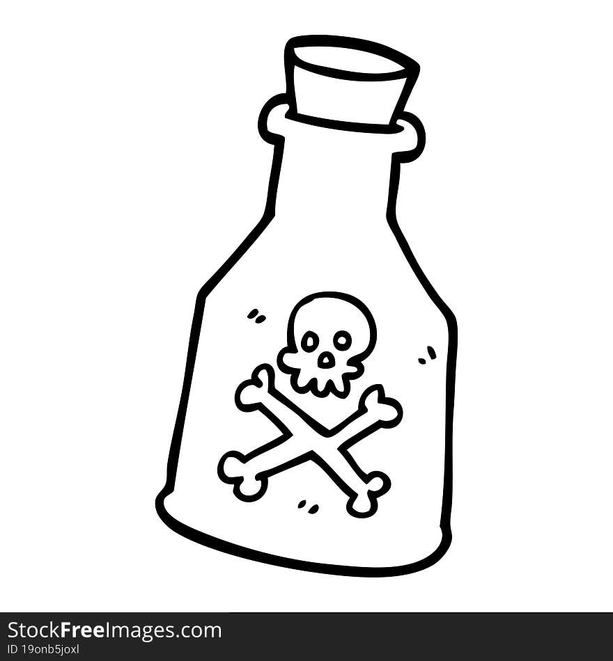 line drawing cartoon poison bottle