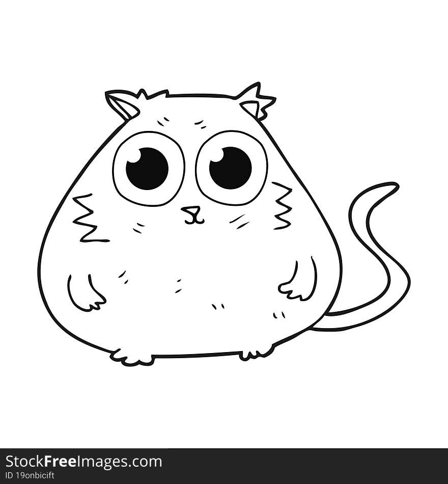 Black And White Cartoon Cat With Big Pretty Eyes