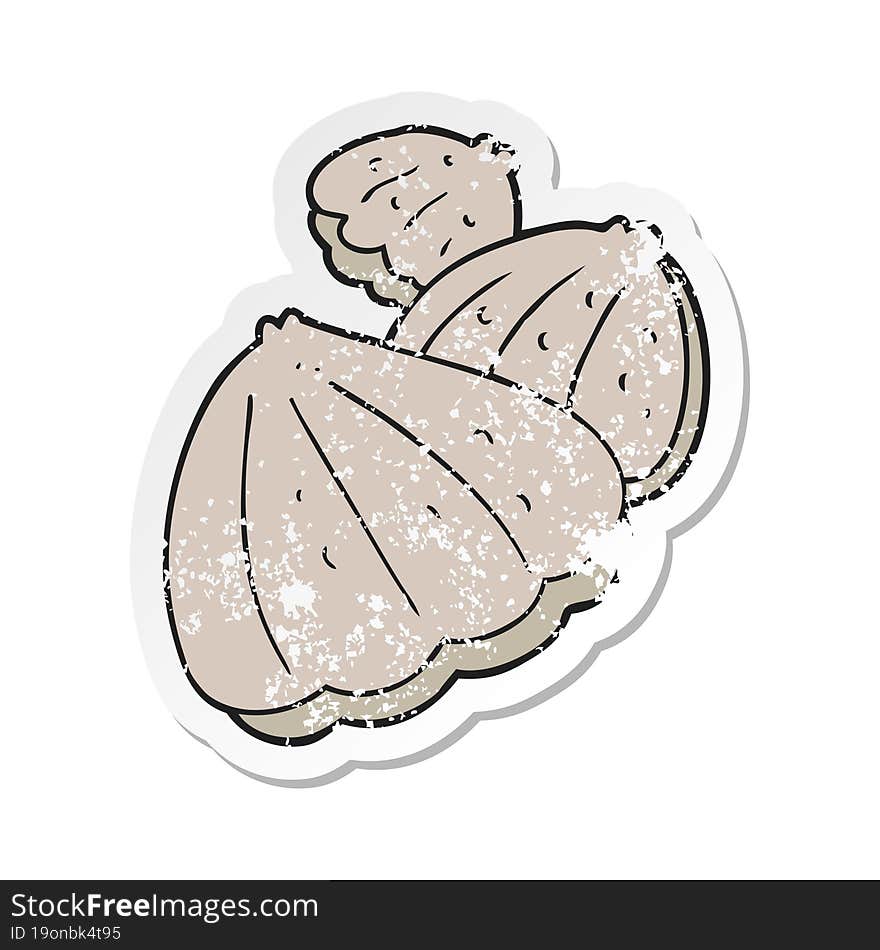 retro distressed sticker of a cartoon oysters