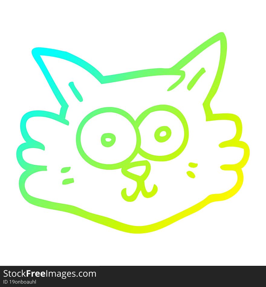 cold gradient line drawing cartoon cat face