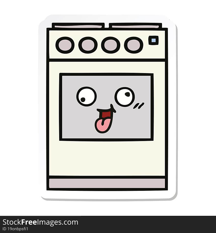 sticker of a cute cartoon kitchen oven